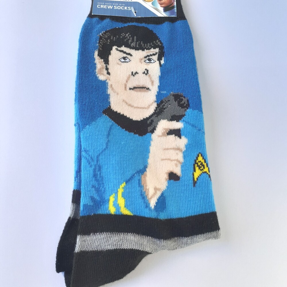 Star Trek Mens Crew Socks Size 10-13. Spock Socks Trecky Gift Idea. New wih tags